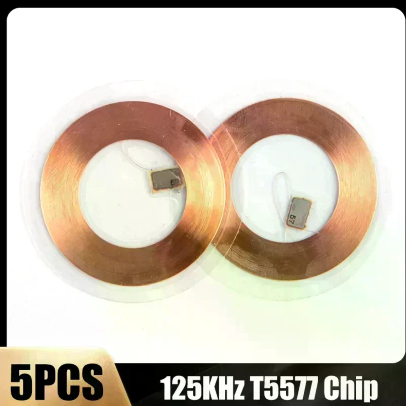 5Pcs/lot 125KHz ID T5577 Writable Rewritable Copper Coil Coin Card Keyfob RFID Applicable to Access Card