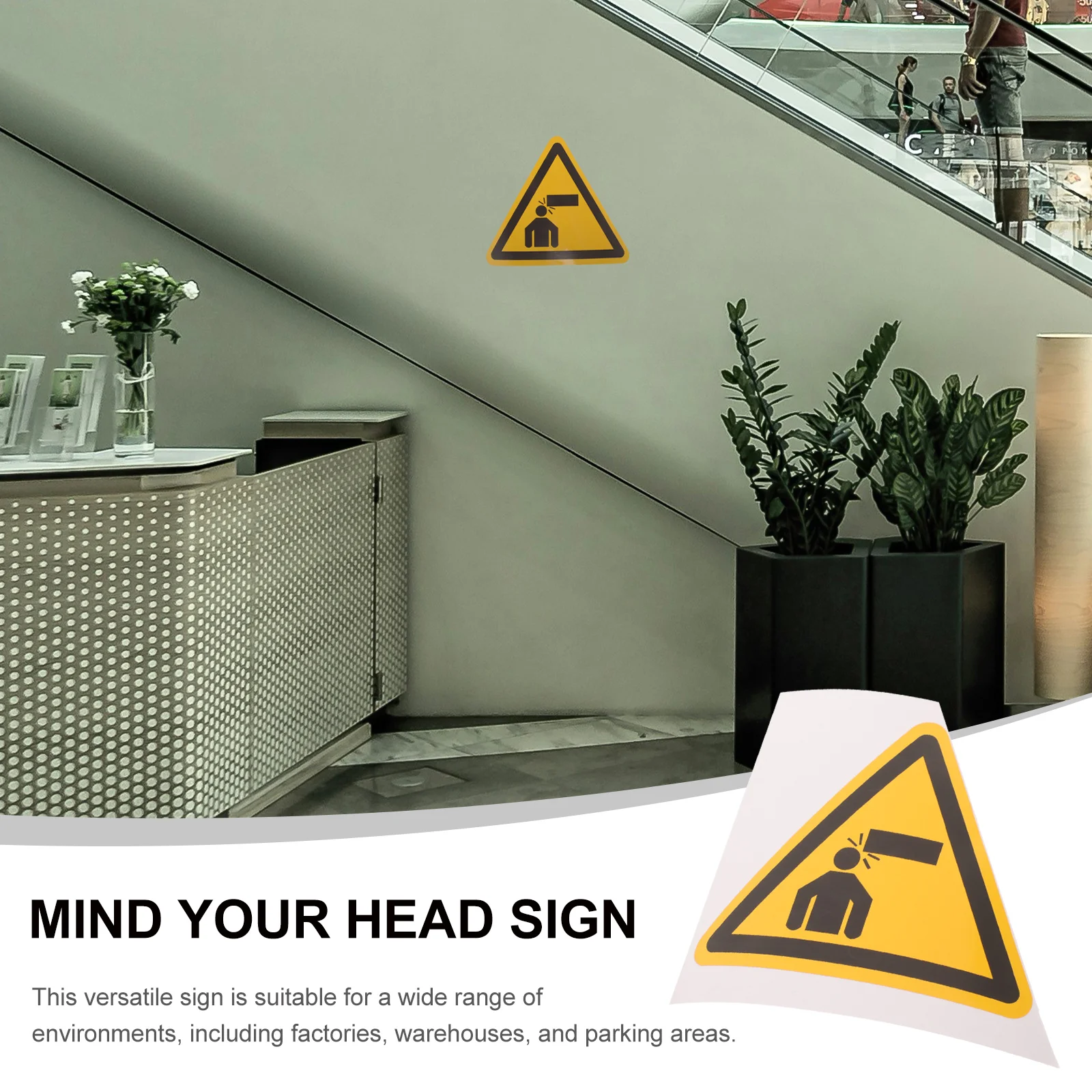 Beware of The Meeting Sign Stickers, techo bajo, ver su cabeza, etiqueta de advertencia de Pvc