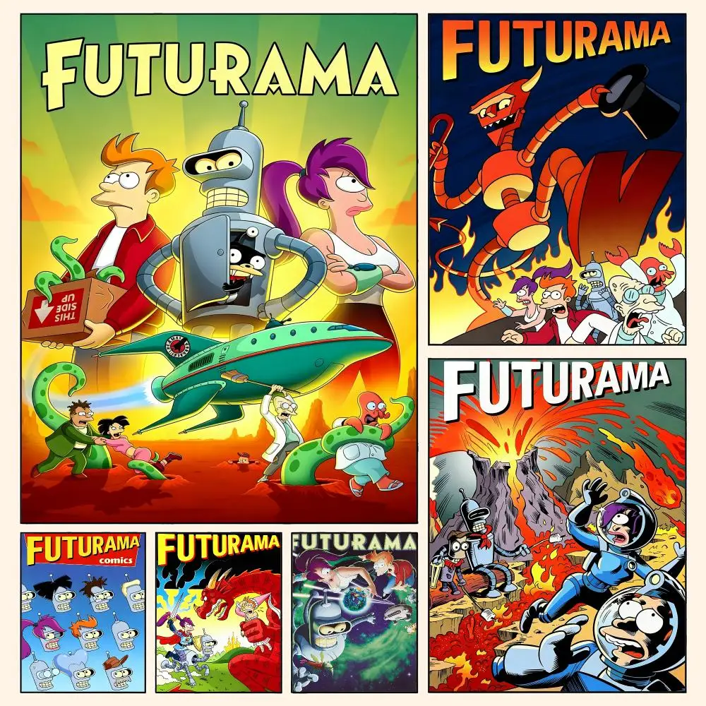 F-Futurama Bender Art Poster Waterproof HD Modern Peel And Stick Wall Decor Living Room Dorm Garage