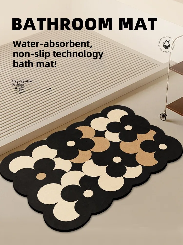 

Batoom Mat Batoom Floor Mat Water Absorbent Dia Mud Home Entrance Anti-Slip Toilet Hand Waing Foot Pad Home Decor