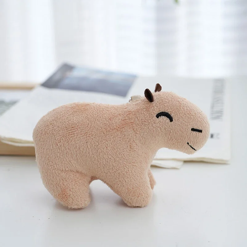 Jouet en peluche Capybara de Simulation de 12cm, animaux en peluche, porte-clés, poupées Capybara douces et moelleuses, sac, pendentif de clé de voiture, accessoires