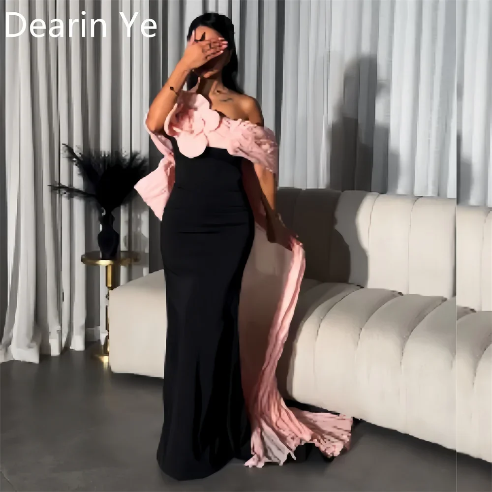 

Customized Prom Gown Dearin Off-the-shoulder Column Floor Length Skirts Stole Flower Bespoke Occasion Dresses Formal Saudi Arabi