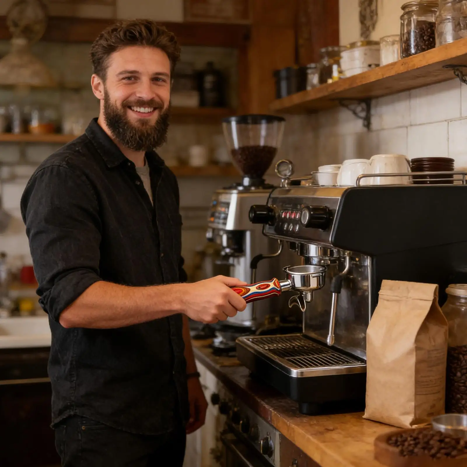 

Bottomless Portafilter 54mm Wooden Handle Professional Portafilter Basket For Better Crema For Dosing Distribution Puck Home