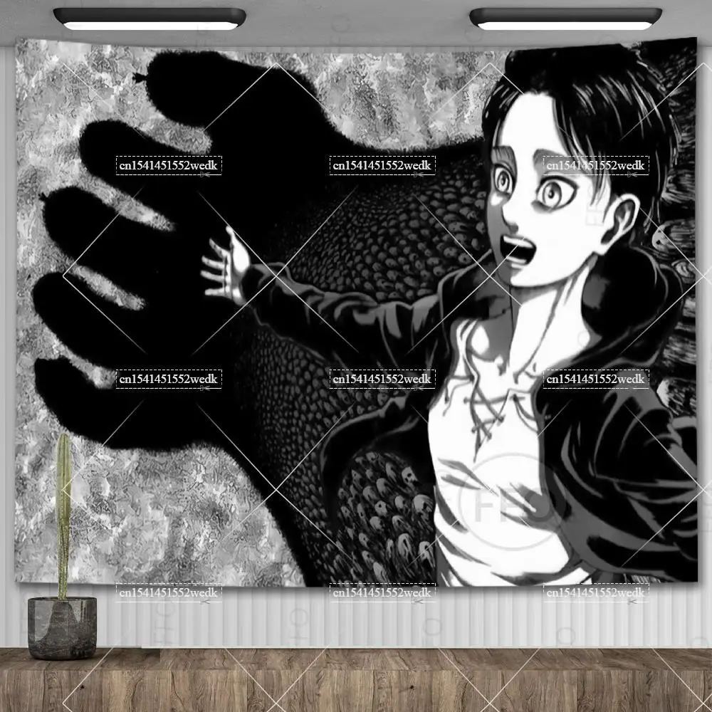 Eren Jaeger Freedom Tapestry Wall Hanging Japanese Anime Tapestry Dorm Background Cloth Aesthetic Party Backdrop Room Decor