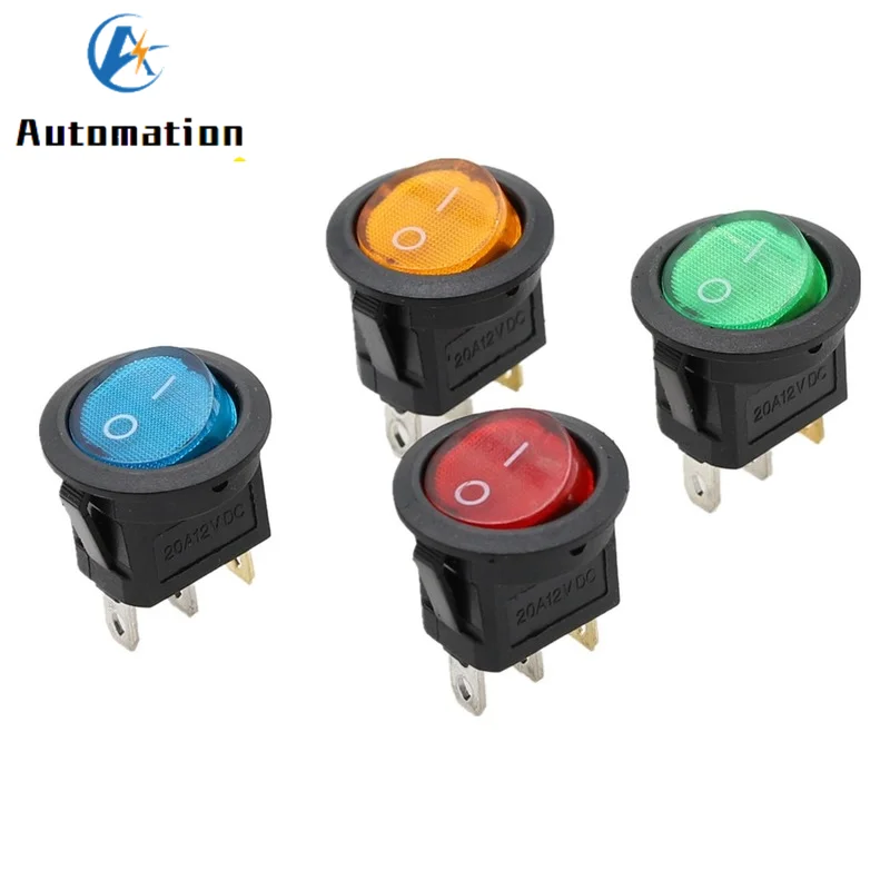 1pcs 20mm KCD1 Led Switch 12V 220V Light Power Switch Car Button Lights ON/OFF 3pin Round Rocker Switch