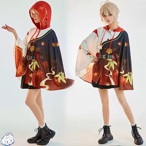 Kaedehara Kazuha Cosplay Costume Daily Cloak Coat Game Genshin Impact Amine Women Plush Hood in Autumn and Winter Sizes S-XL New