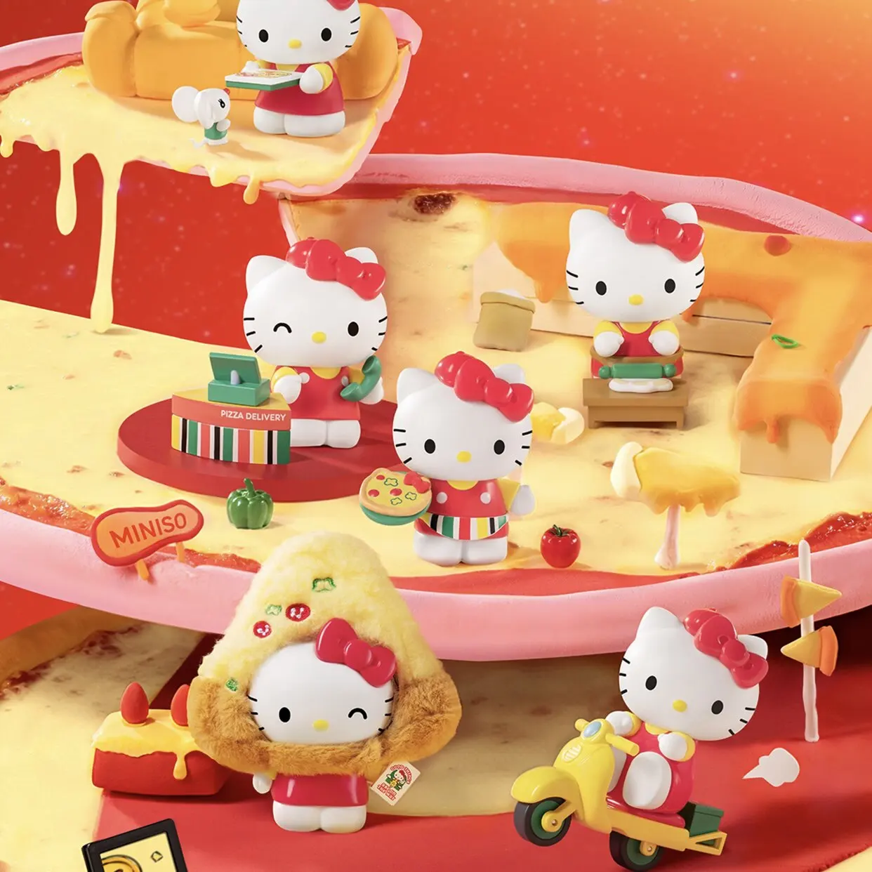 

Genuine Famous Products Sanrio Hello Kitty Pizza Shop Diary Blind Box Tide Play Toys Handmade Ornaments