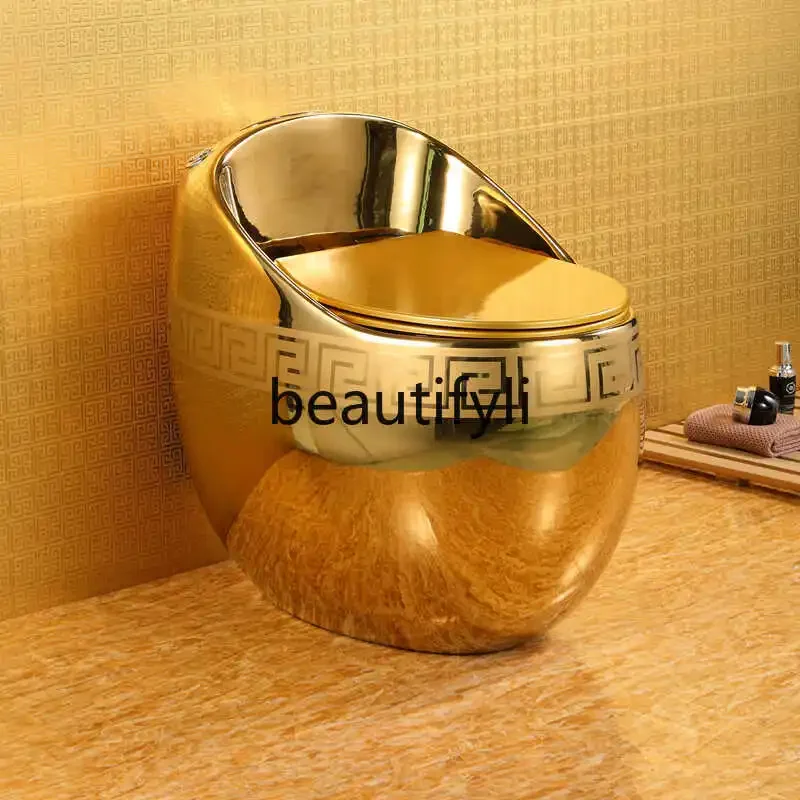 European style personalized creative golden toilet super swirl siphon silent toilet