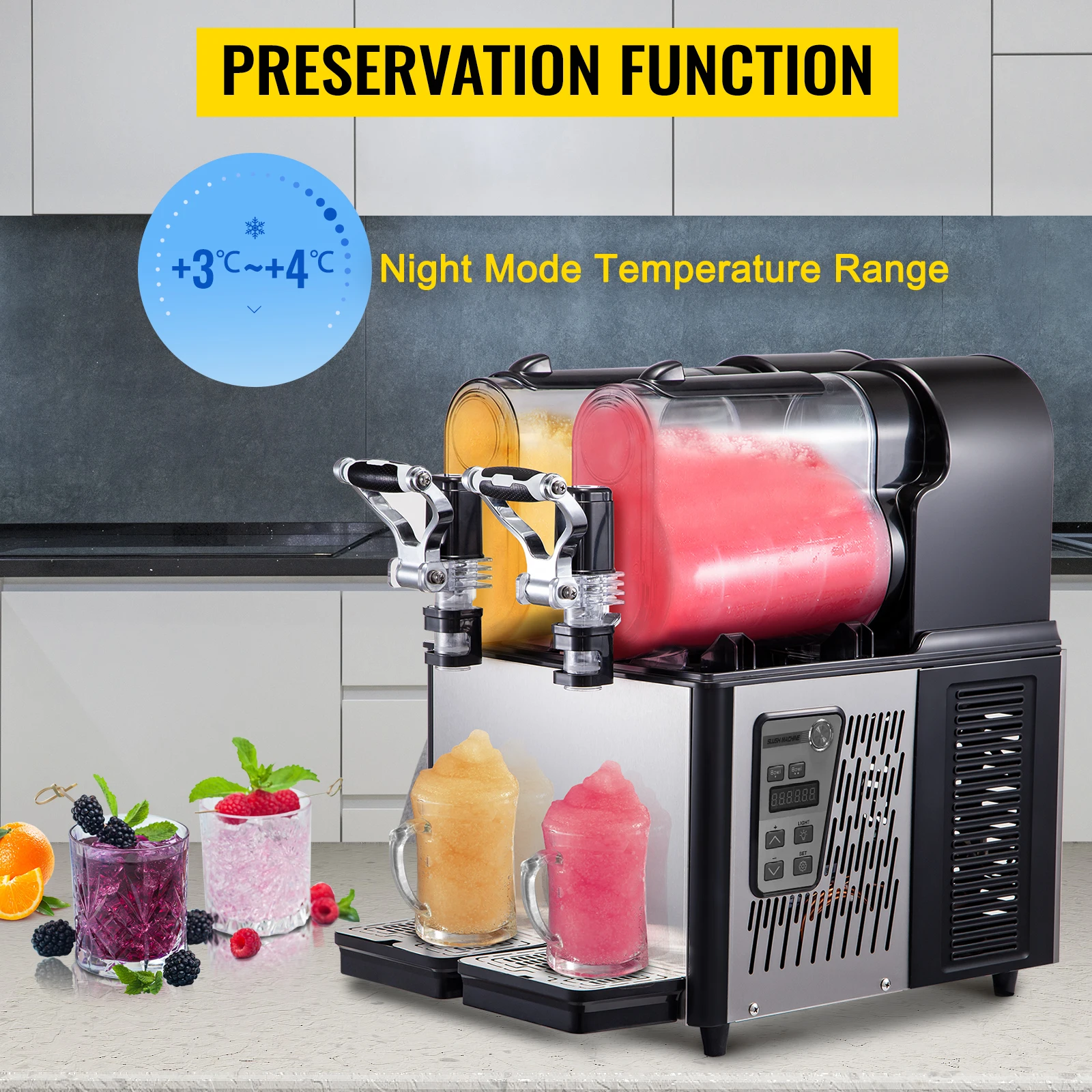 Commercial Dual 3L‑Tank Slush Granita Machine Multi‑Flavor Drink Cooling Equipment for Bar & Restaurant