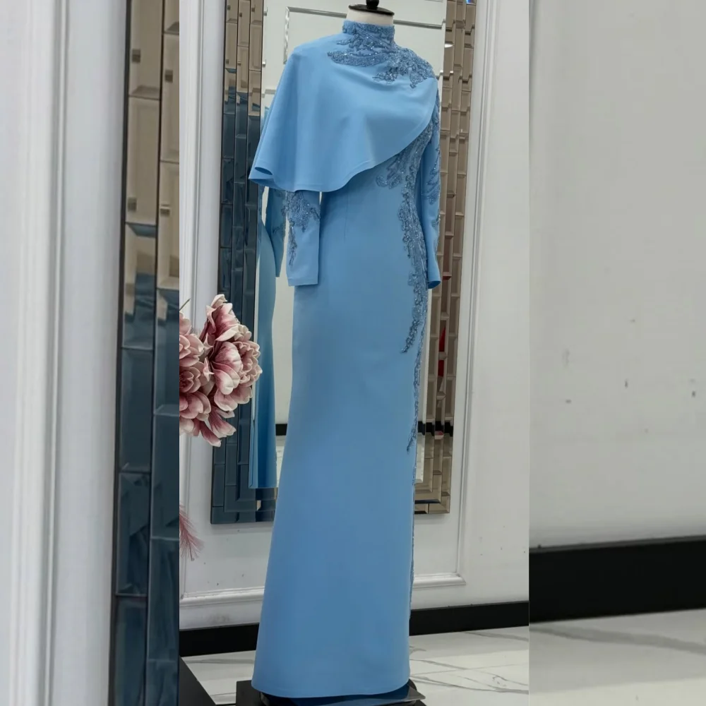 

Customized Chinese Style Jersey Sequined Straight High Collar Long Dresses Bespoke Occasion Exquisite