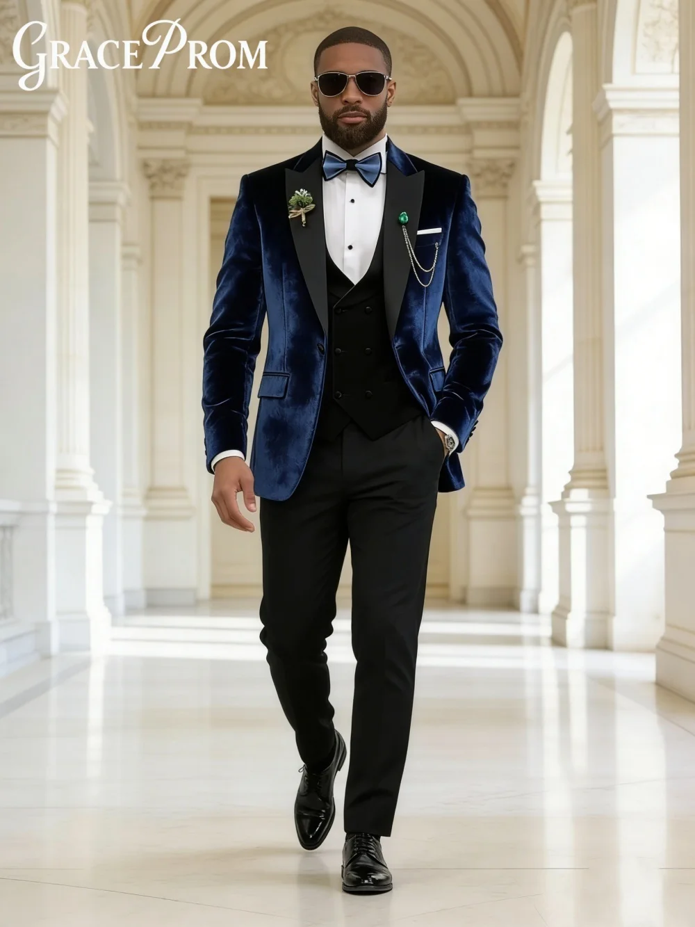 

Luxurious Velvet Autumn Winter Suits Set Mens Formal Tuxedo 2 Pieces Notched Lapel Handsome Groom Wear Dancing Party