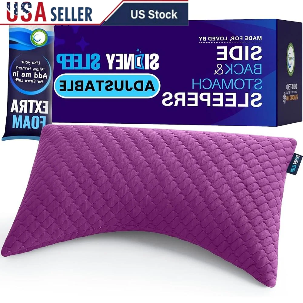

Adjustable Shredded Memory Foam Pillow Neck and Shoulder Pain Relief Comfort Side and Back Sleepers Customizable Sleep Solution