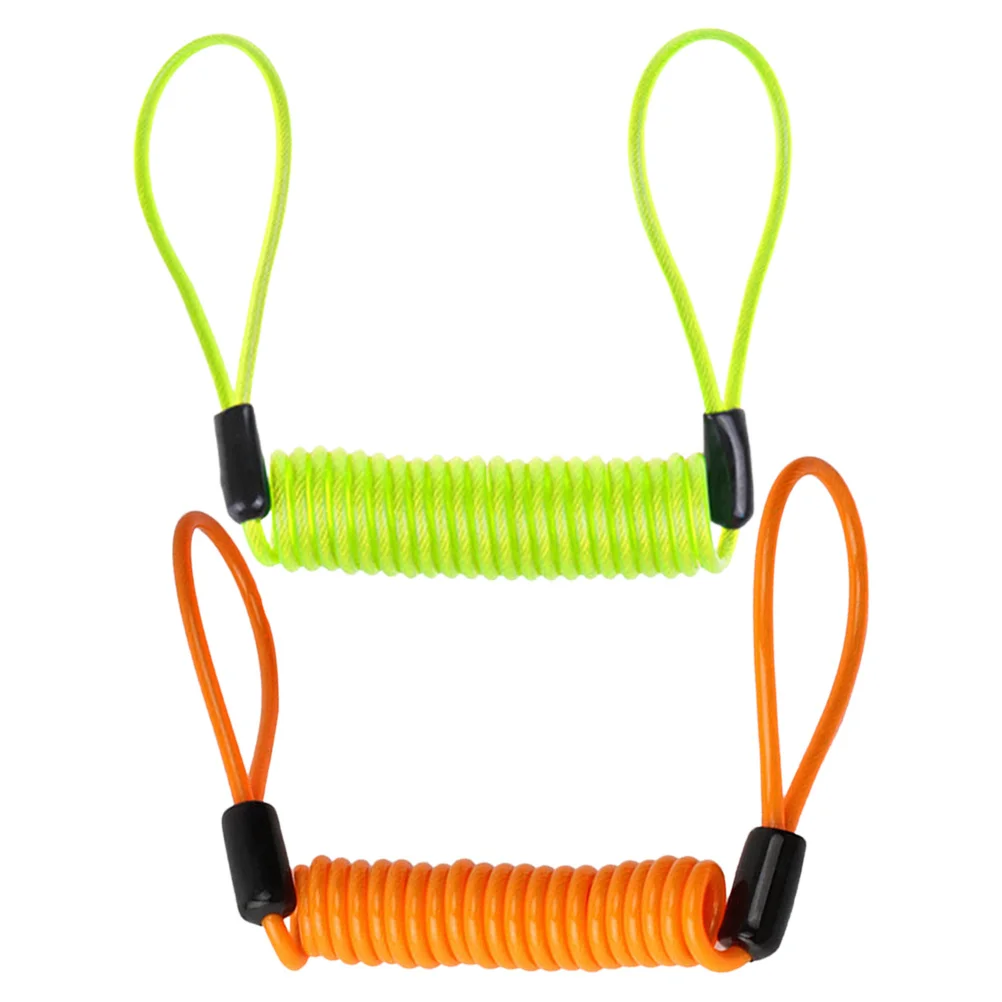 2Pcs Extended Spring Steel Cable Lock for Motorcycle Disc Brake Heavy Duty Bike Security Lock with High Visibility PVC Coating