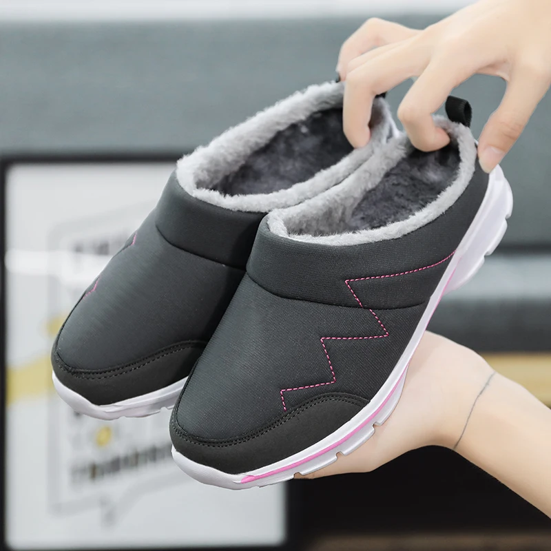 Winter Men Cotton Shoes Keep Warm Shoes Non-Slip Winter Home Slippers Soft Slippers Women Couples Comfortable Male Fur Slides