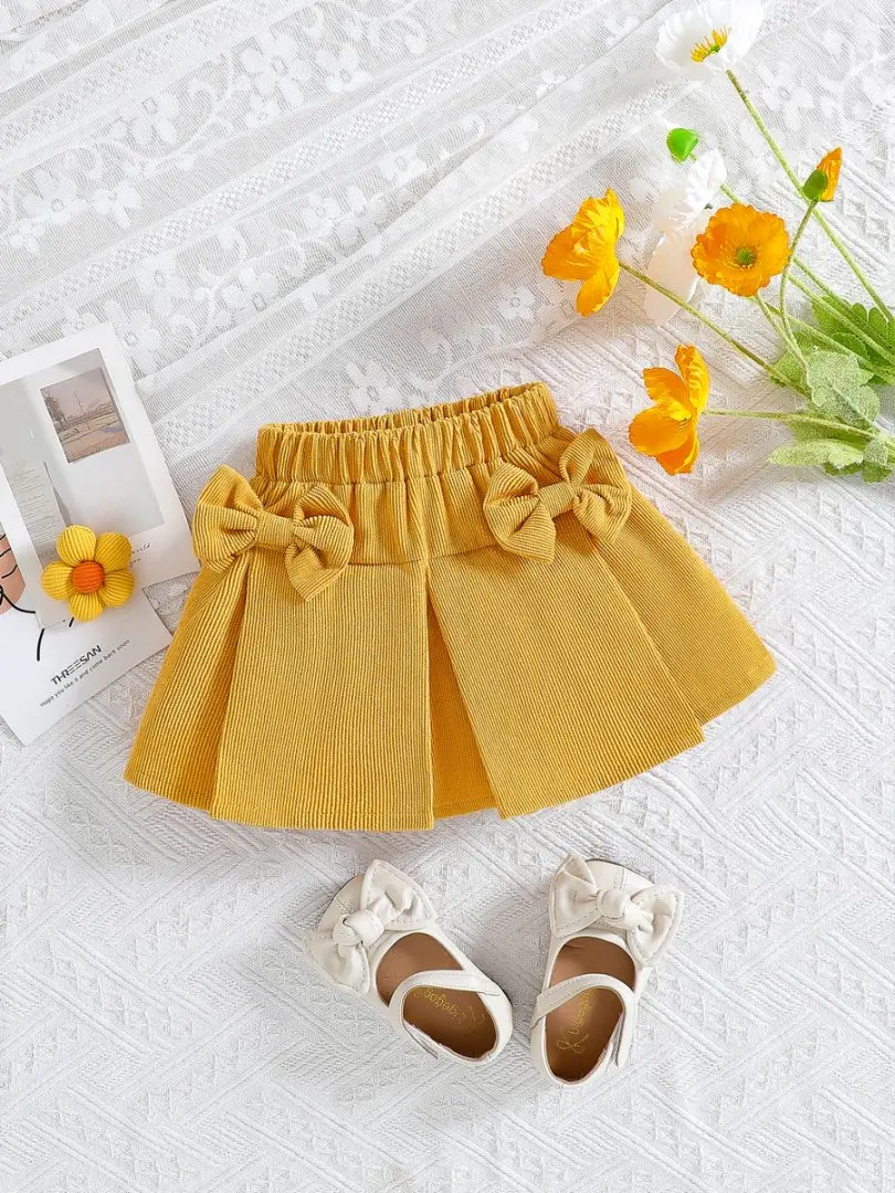 

2025 Summer New Solid Color Bowknot Casual Versatile Skirt