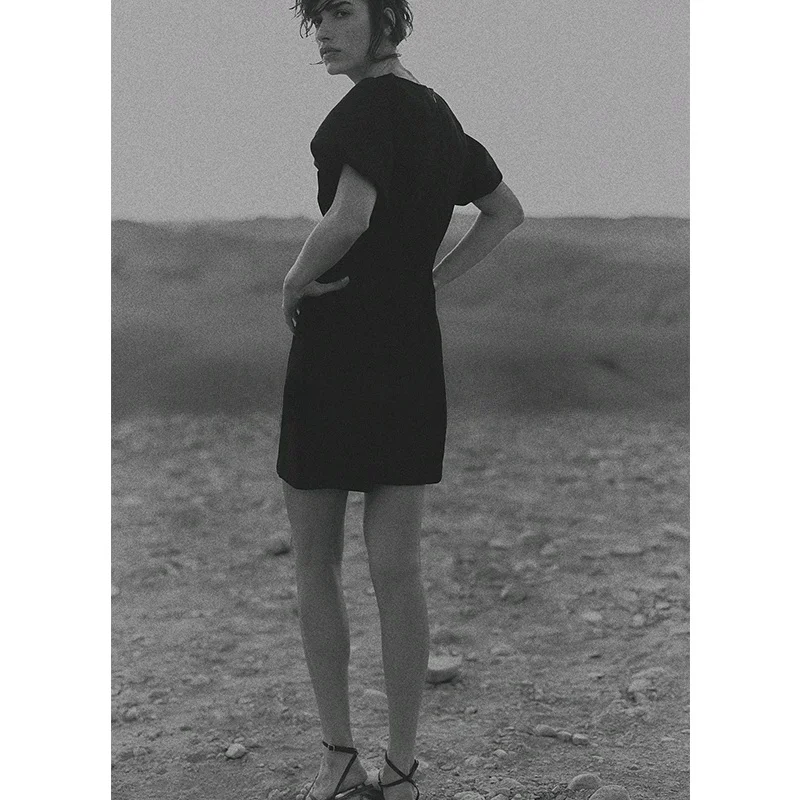 Frühling Sommer Neue Damen runde Ne Lantern Sve Floral verziert Dr Hohe Taille A-Linie Bubble Sve ort Sve Dr