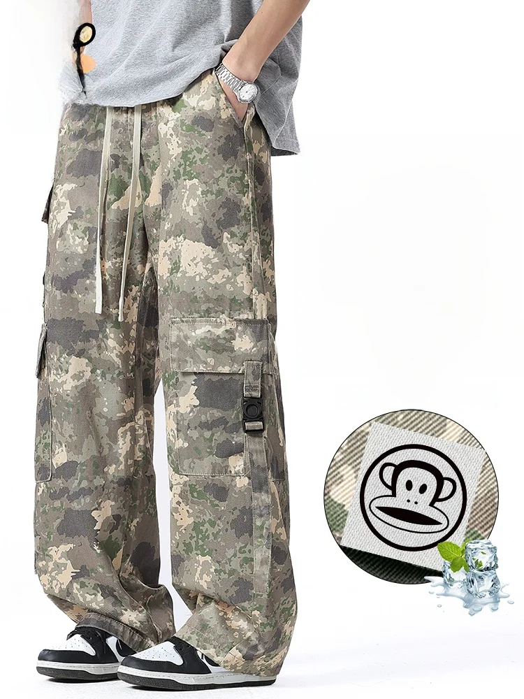 

PaulFrank American Sle Camouflage Loose Casual Pants Men's Autumn Straight Leg Drapey Wide Leg Workwear Trousers
