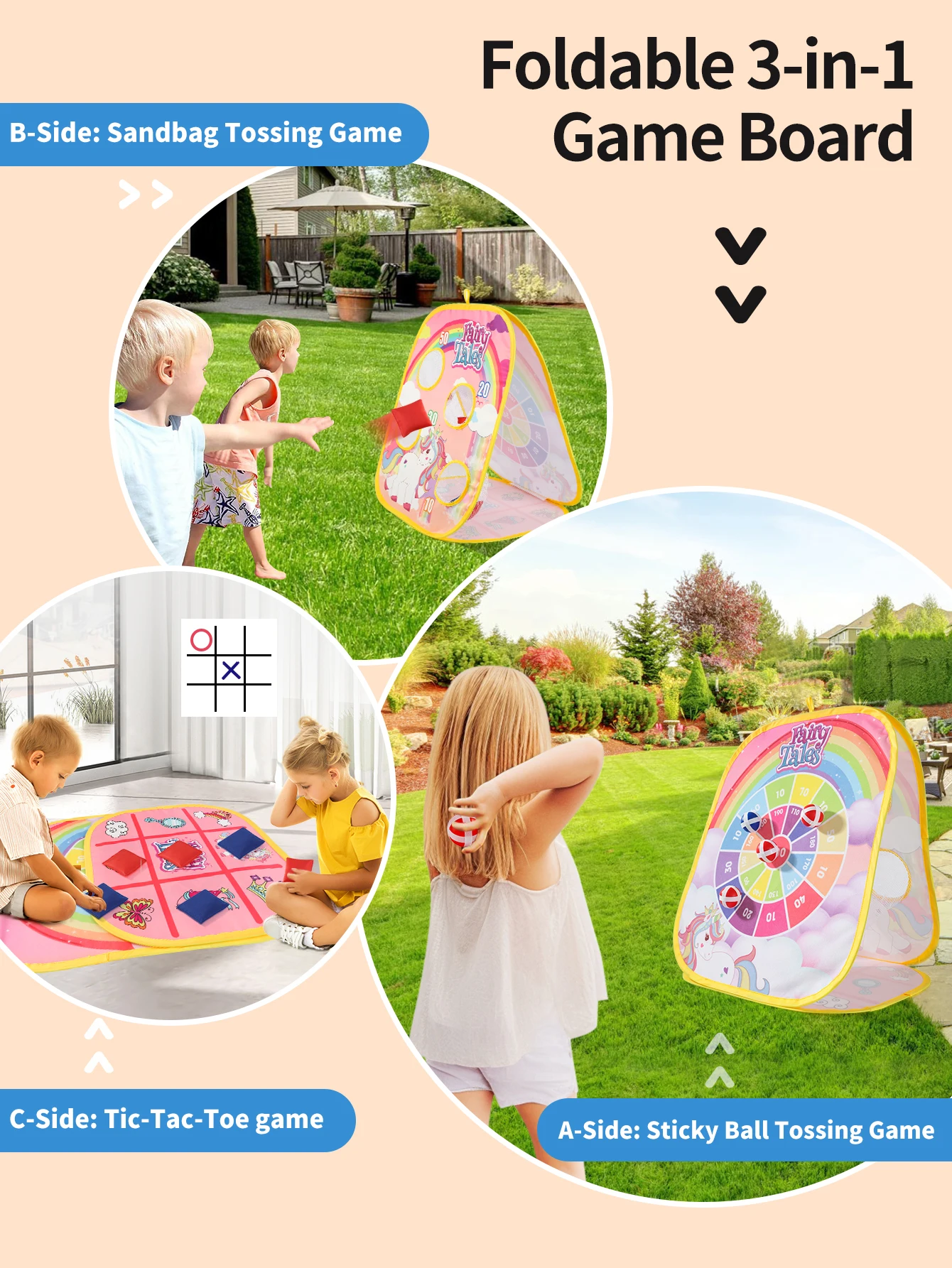 3-in-1 Kids Bean Bag Toss Game Set - Parent-Child Interactive Toy for School Sports, Birthday & Easter Party Favors