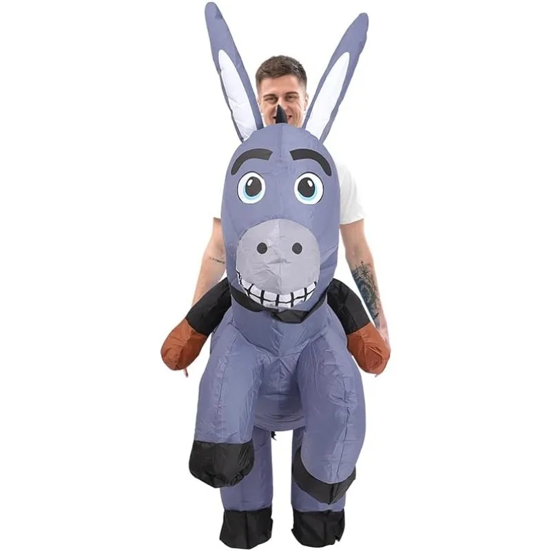 Grey Riding Donkey Inflatable Costume Animal Cosplay Costume Halloween Christmas Carnival Adult Party Birthday Gifts