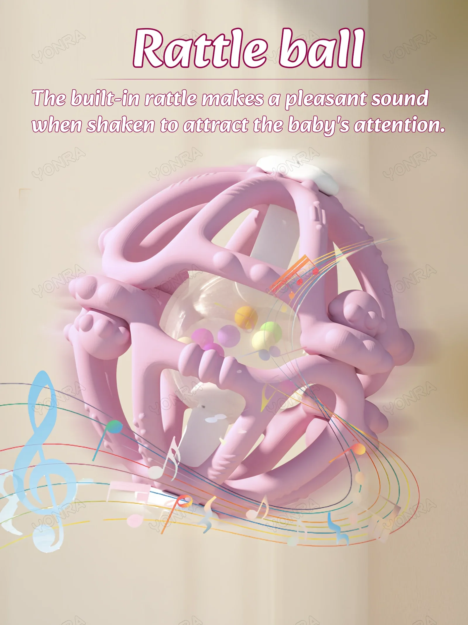 ของเล่นเด็กแรกเกิด โมนเตสซอรี่ ลูกบอลซิลิโคนแบบถอดได้ พร้อมเสียงเขย่าและกระตุ้นประสาทสัมผัส ของเล่นเสริมพัฒนาการสำหรับเด็ก