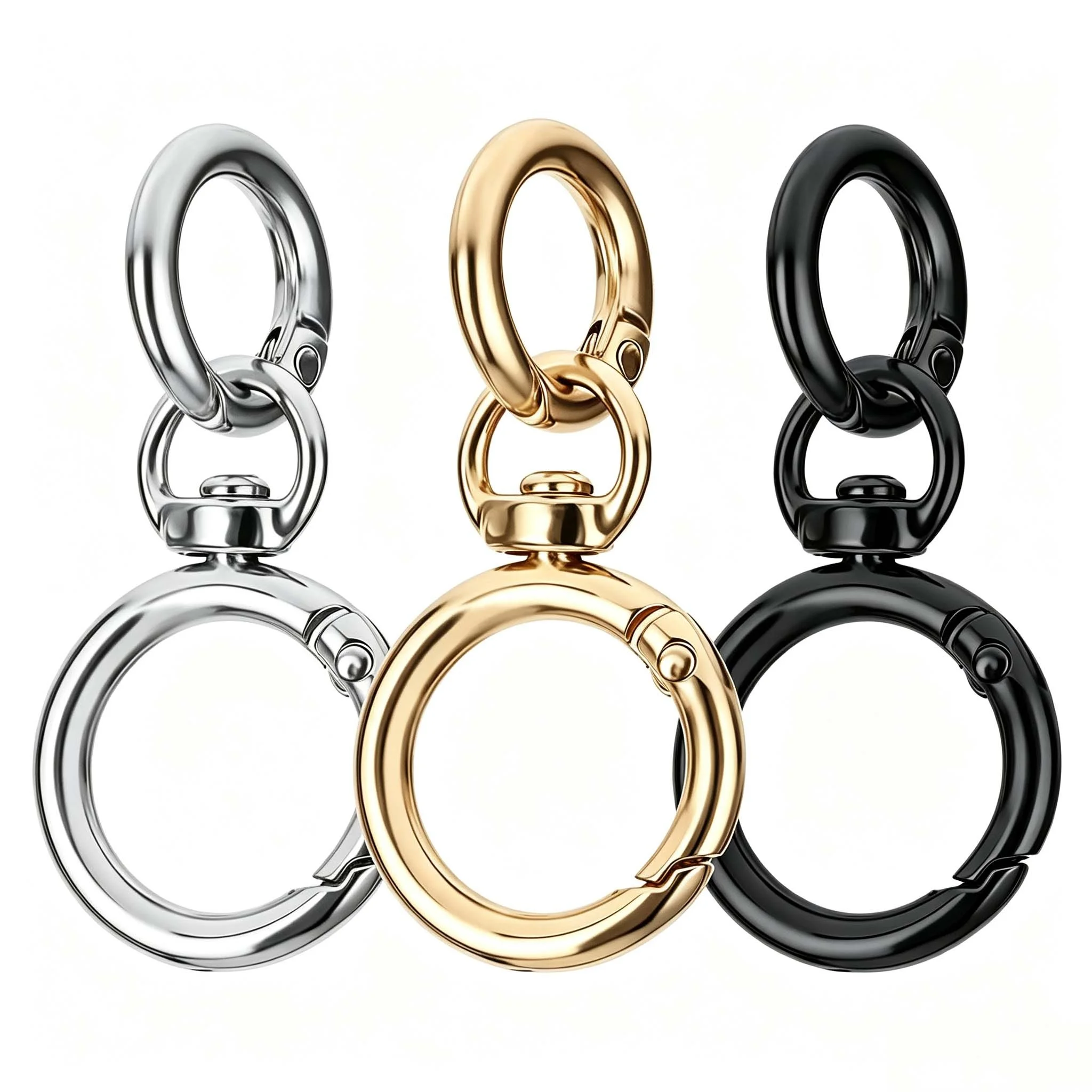 6 Sets Round Spring Snap Carabiner Clips, Swivel Trigger Hook Metal O-Ring Clasps,Keychain Hardware for Handbag, Lanyard & DIY
