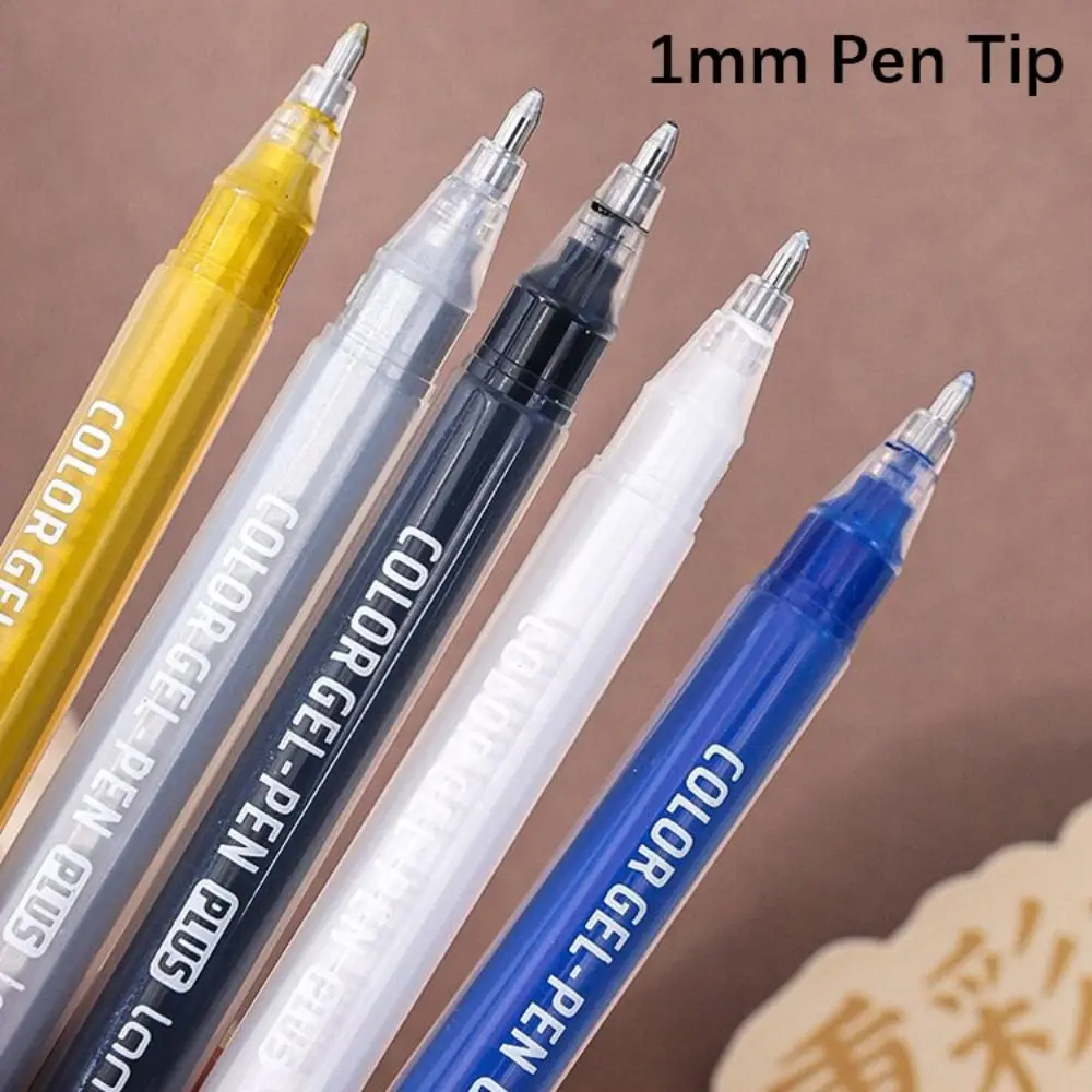 6Pcs Large Capacity Ink Calligraphy Gel-Pen Aesthetic Stationery Smooth Writing Multicolor Neutral Pen Stackable Color