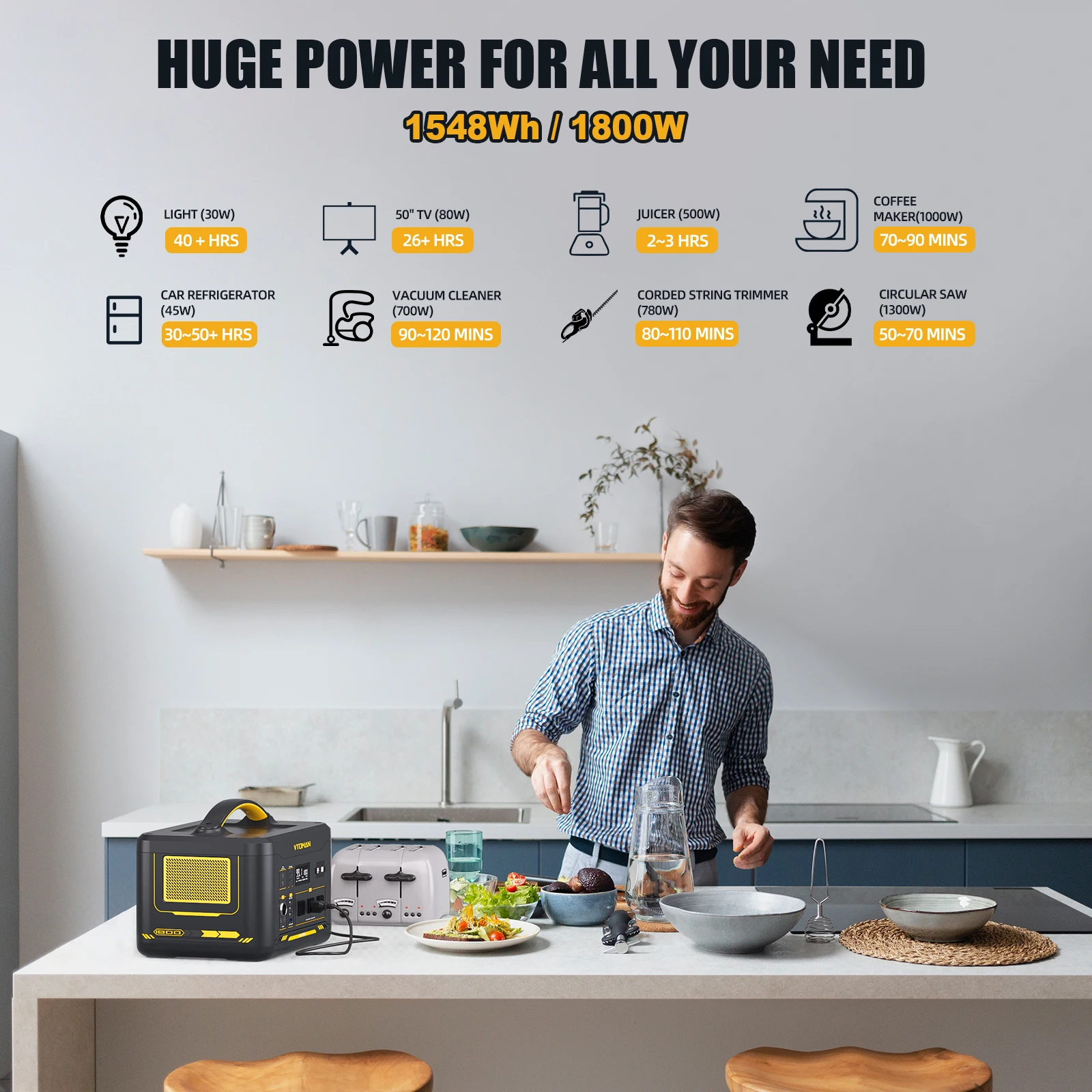 VTOMAN JUMP 1800 휴대용 발전소 1548W - Outdoor Power Supply 12V 리뷰 및 가격
