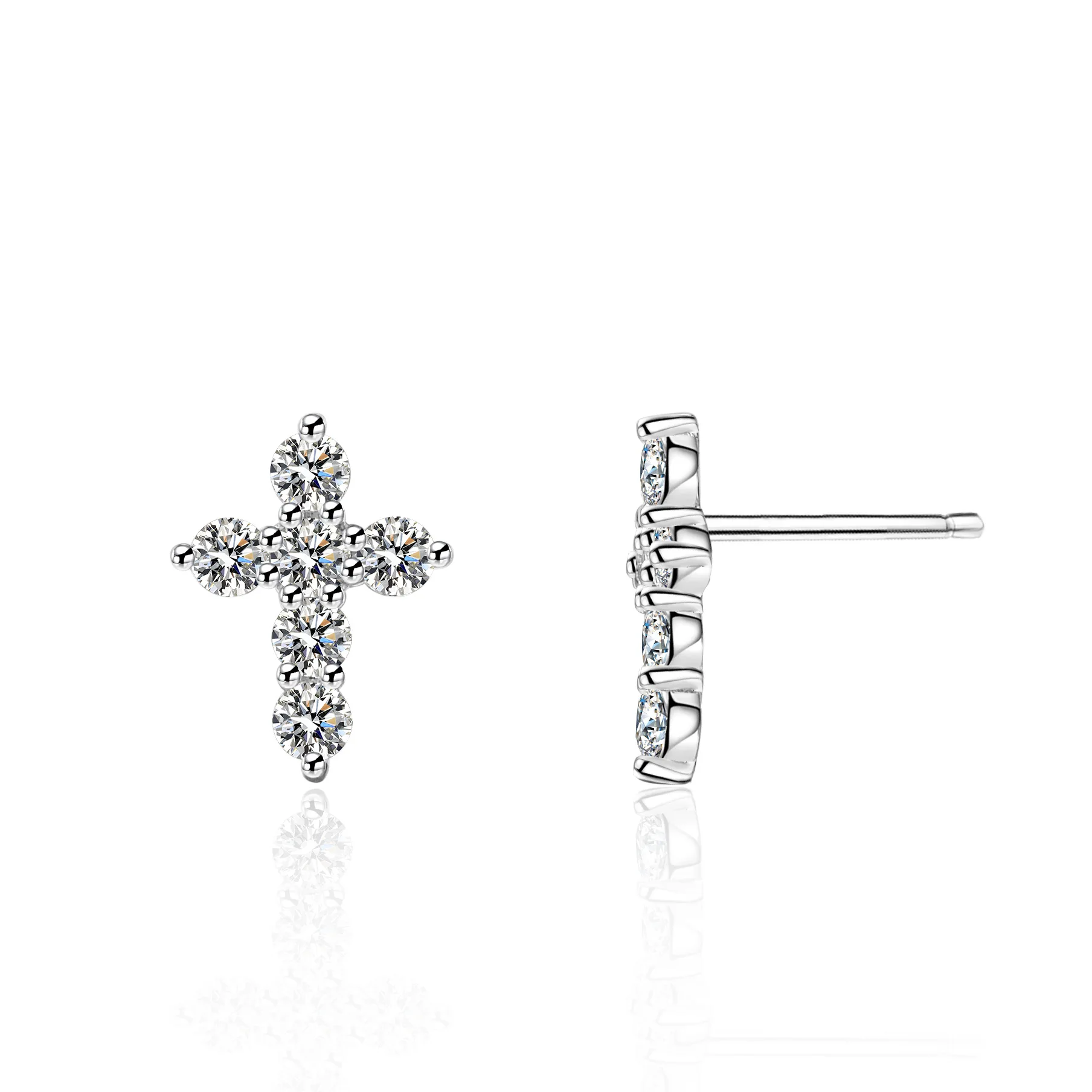 

luxury D color VVS1 diamond 18K Real Platinum PT950 Earrings Moissanite Earrings Earrings Studs Women's Earrings Geometric Cross