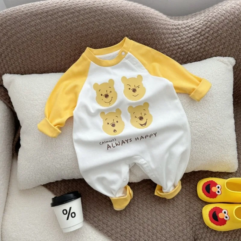 Cartoon Winnie The Pooh Spring Autumn Baby Girls Boy Bear Romper Long Sleeve Casual Bodysuit Infant Outing Jumpsuit K3126-4