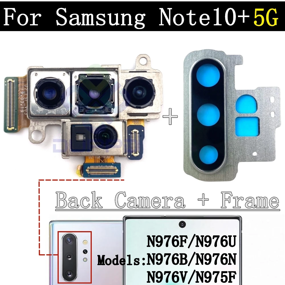 Rear camera lens cover for Samsung Galaxy Note 10 + 5G, n975f, n976n, n976v, n976f, front camera with flex cable