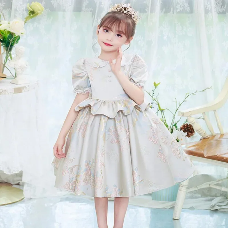 Girls Princess Ball Gown For Kids Elegant Wedding Dresses Children Birthday Baptism Party Vestidos y1013