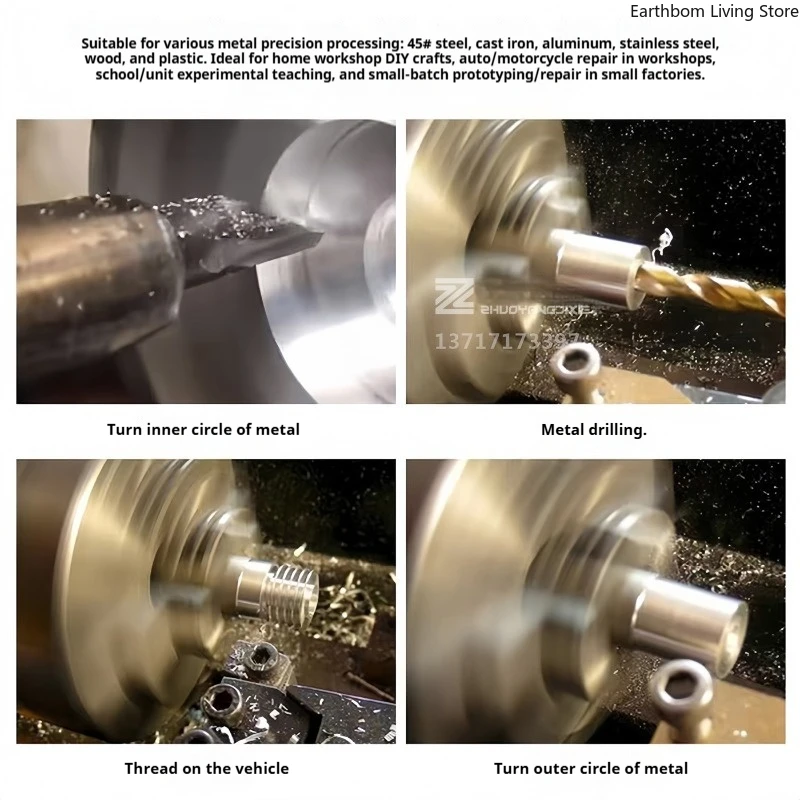 Multifunctional Mini Lathe Metal Instrument Woodworking Mini Lathe Durable Nice Commercial Machinery Mini Draaibank ZY60XXCC