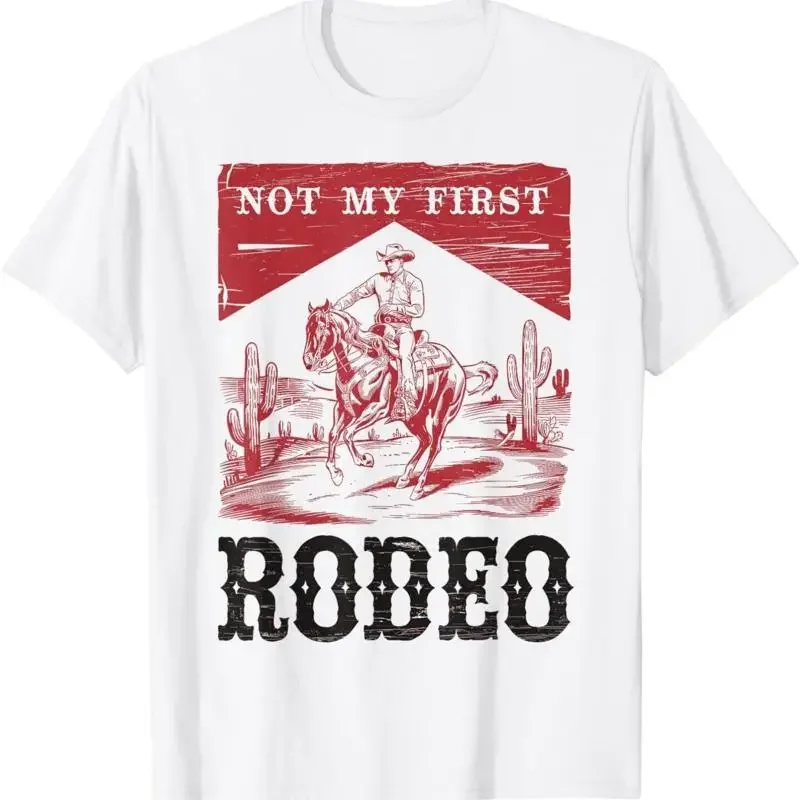 Camiseta vintage de rodeo con diseño de caballo bronceado, no es mi primer rodeo.