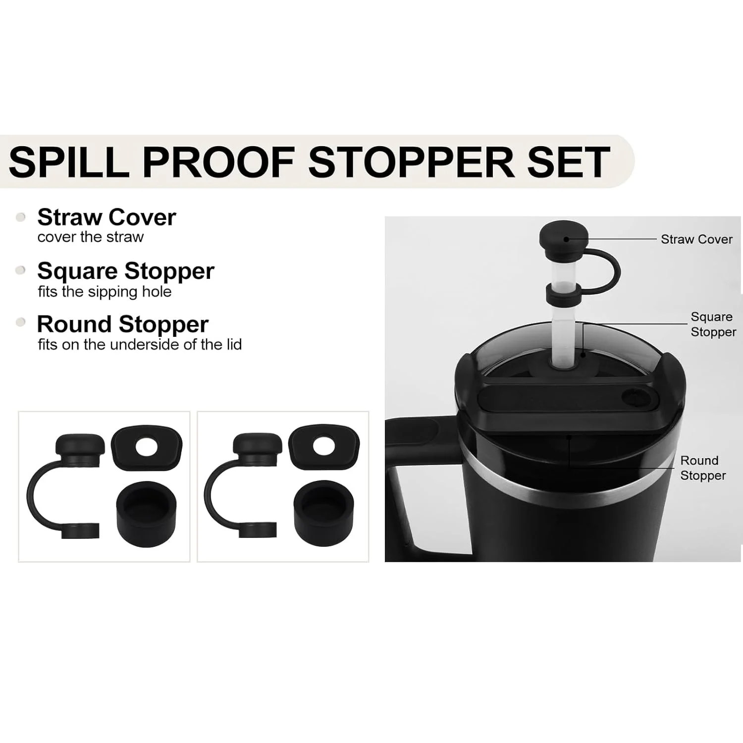 6/12Pcs Accessories for Stanley Cup 1.0 2.0 40oz/ 30oz Tumbler Silicone Spill Proof Stopper Set Straw Cap Leak Stopper - view 3
