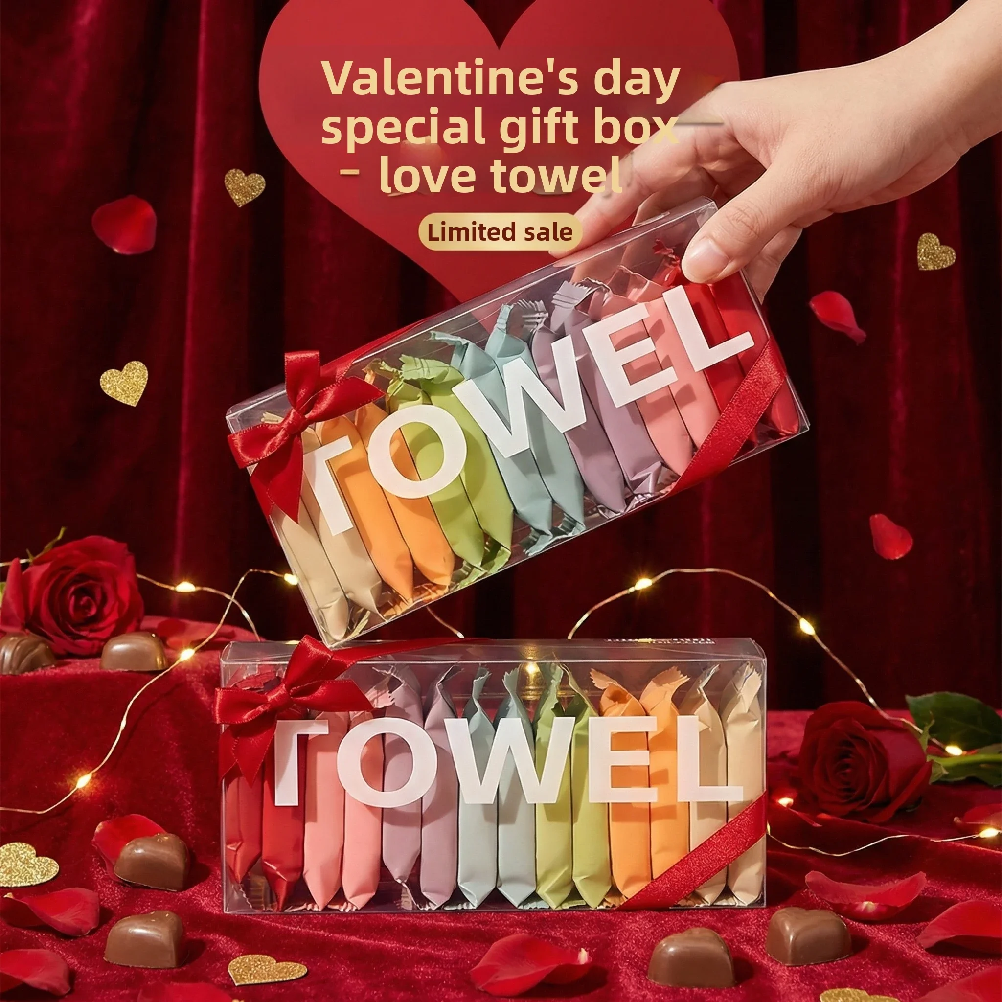 

Valentine's Day Gift Compressed Towels Disposable Independent Packaging Soft Cotton Face Towel Portable Travel Hygiene Facial Ti