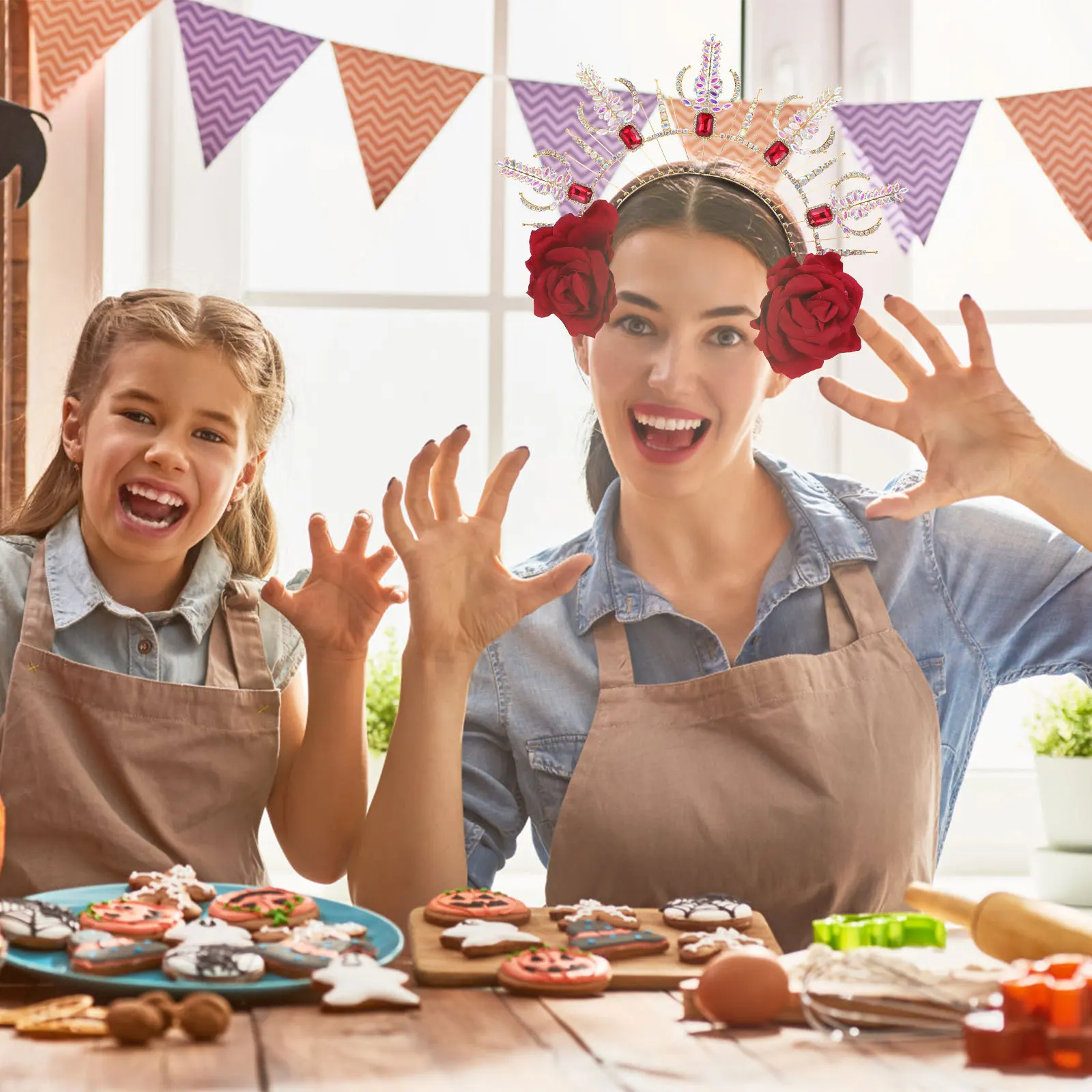 

Retro Gothic Headband Flower Hairband For Women Party Wedding Cosplay Festival Photo Prop Decorative Hair Accessory