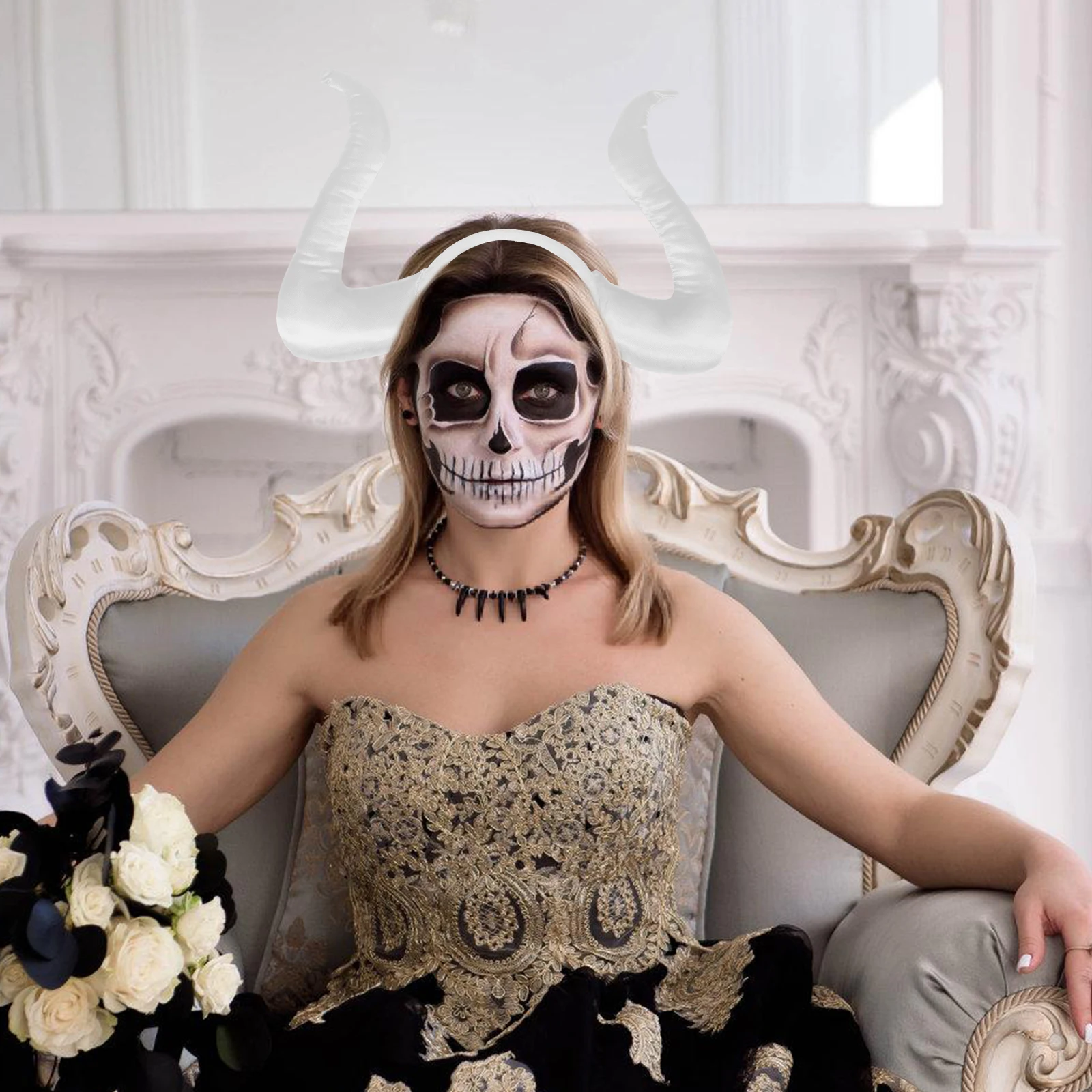 

Devil Horn Headband Lightweight Comfortable Wearable Headdress for Halloween Christmas Birthday Party Selfie Decoration