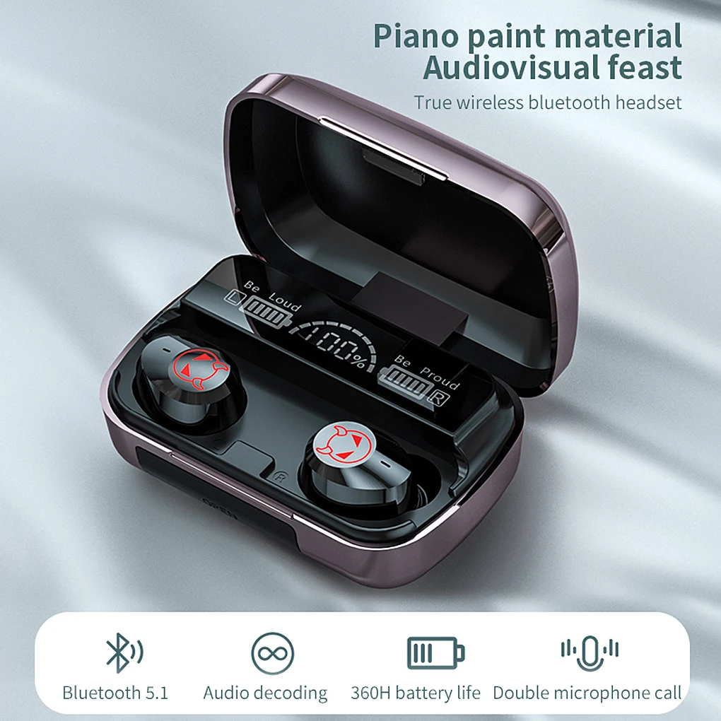 Auscultadores compatíveis com Bluetooth com cancelamento de ruído vermelho, 1 par