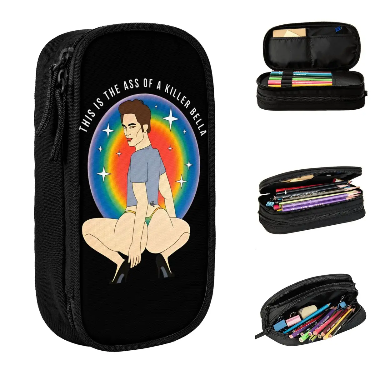 جاكوب توايلايت بيلا أين الجحيم كنت لوكا مقلمة الطلاب Kawaii حقيبة أقلام رصاص نمط العودة إلى المدرسة مقلمة