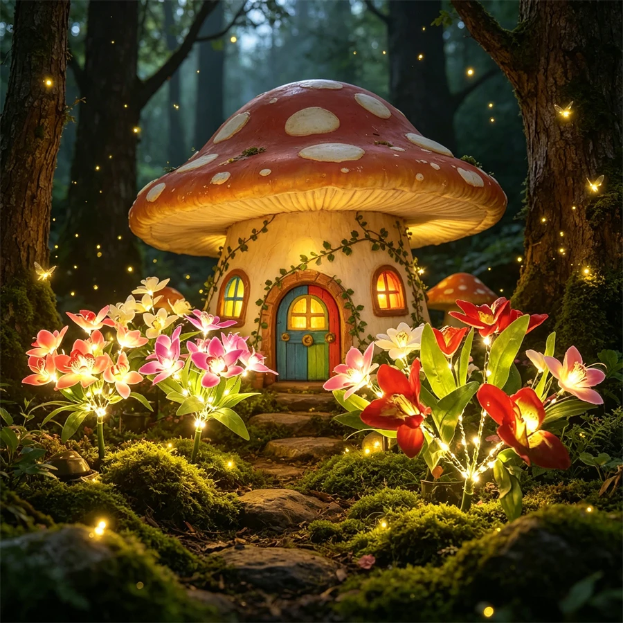 Luz Solar LED con Forma de Orquídea, Decoración para Jardín, Hogar, Paisaje, Lámpara de Orquídea y Rosa para Patio, Césped, Camino, Navidad, Halloween