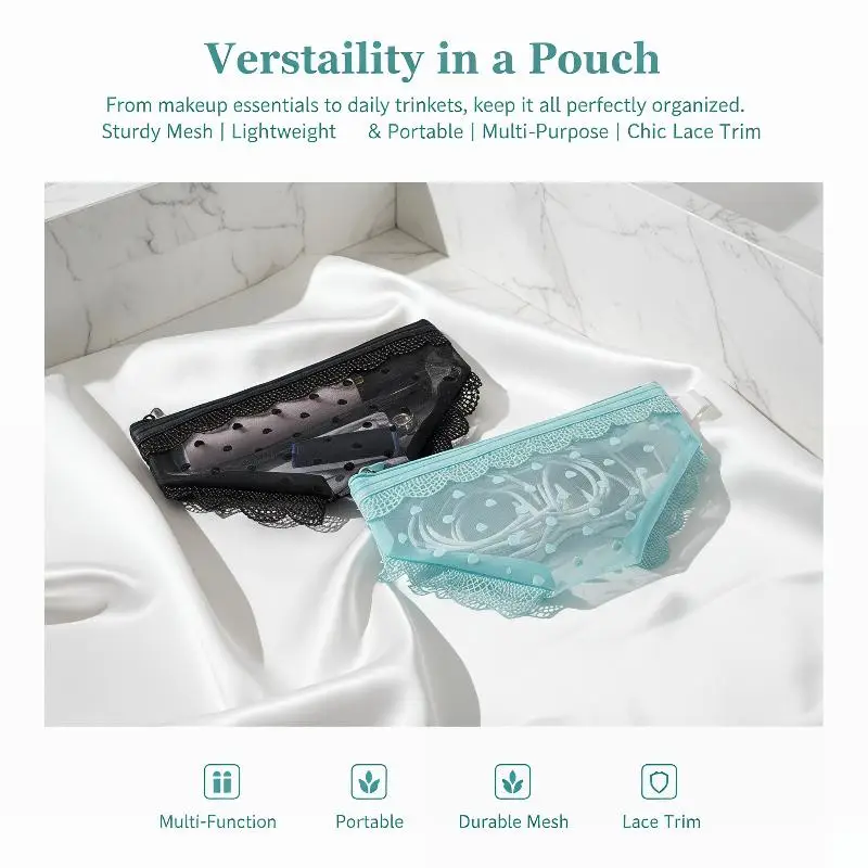 Portable Zippered Makeup Storage Bag Inspired by Lace Mesh Briefs for Easy Cosmetic Organization image 4