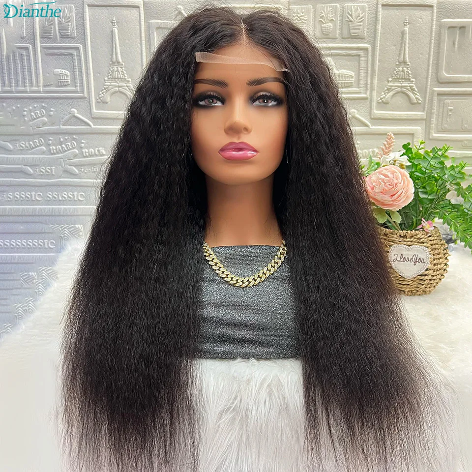 Kinky Straight Wig 5x5 Lace Closure Wig For Women Human Hair Brazilian Lace Wigs Pre Plucked Clsoure Wig Human Hair Wigs Dianthe