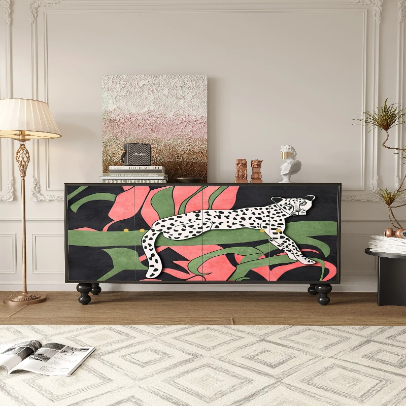 

Retro light luxury shoe cabinet hotel homestay solid wood locker