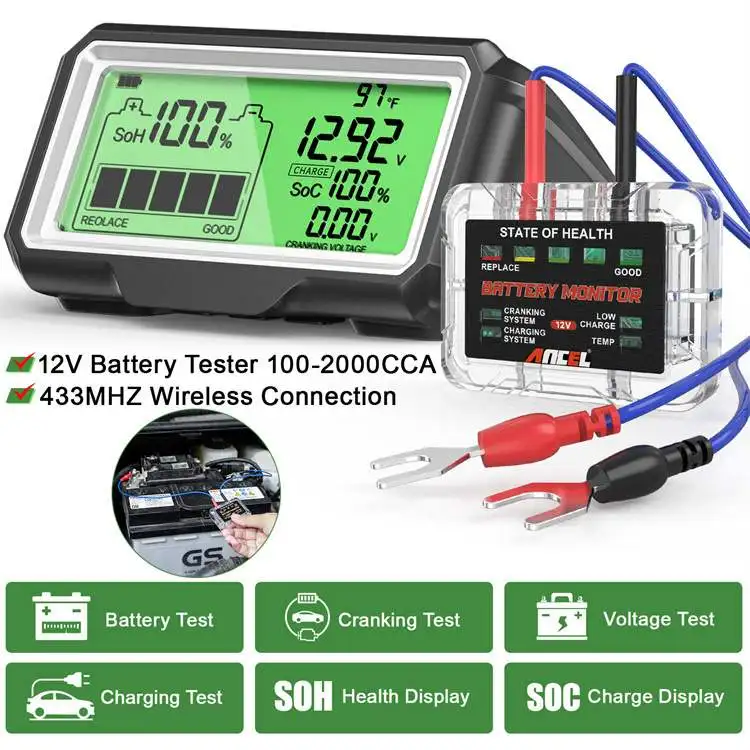 

BM200 PRO 12V LED Car Battery Tester SOH SOC Rechargeable Battery Analysis Tool
