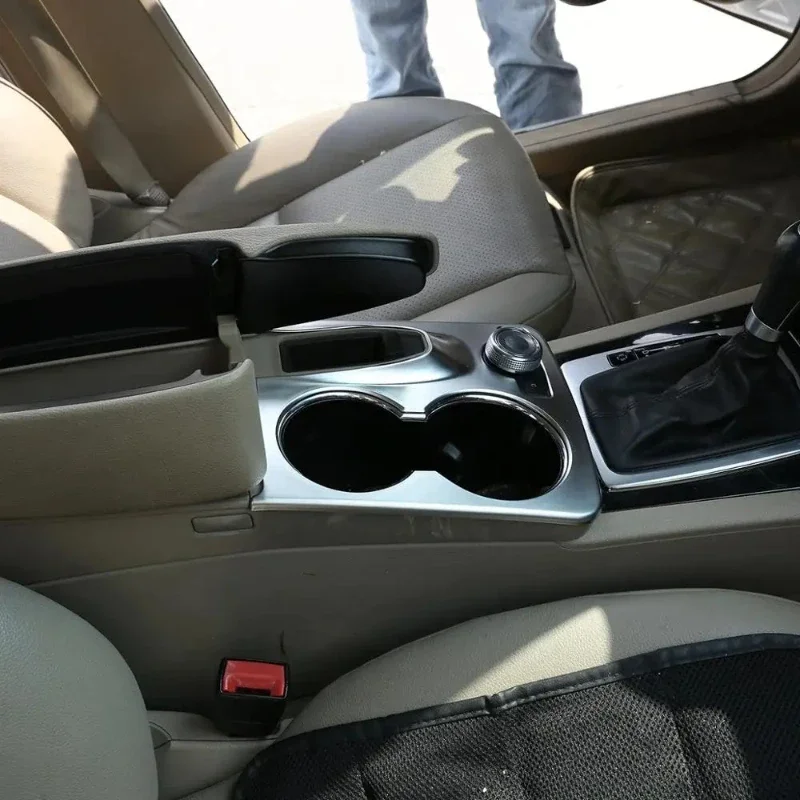 For Mercedes Benz GLK X204 2008-2015 ABS Carbon Fiber Car Console Water Cup Holder Frame Cover Trim Stickers Car Accessories