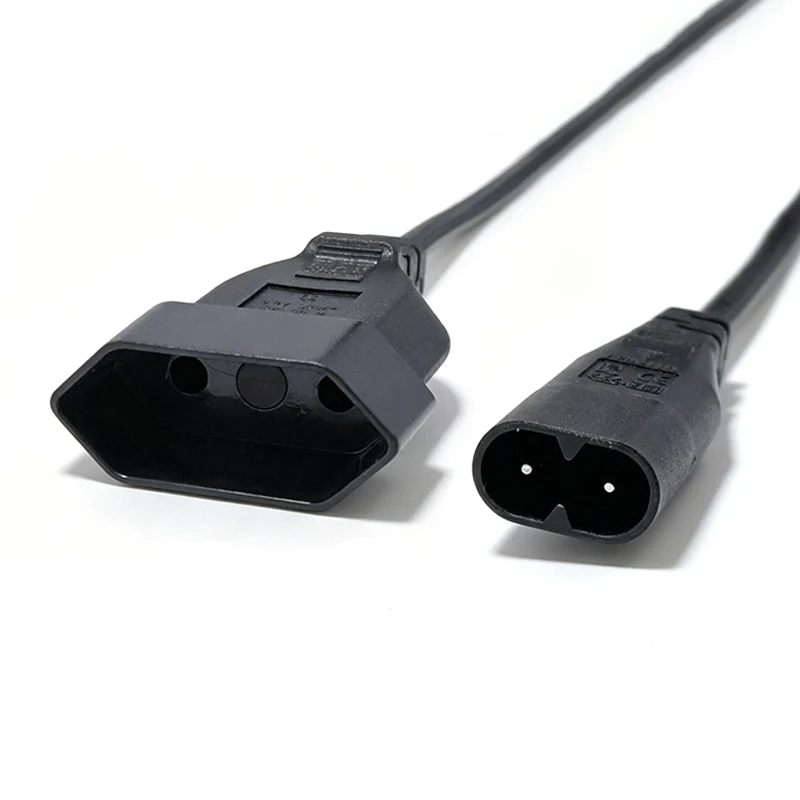  IEC320 C8 Male to Europe Schoko CEE7/16 Outlet Female socket Power Extension Cable For PDU UPS 35cm