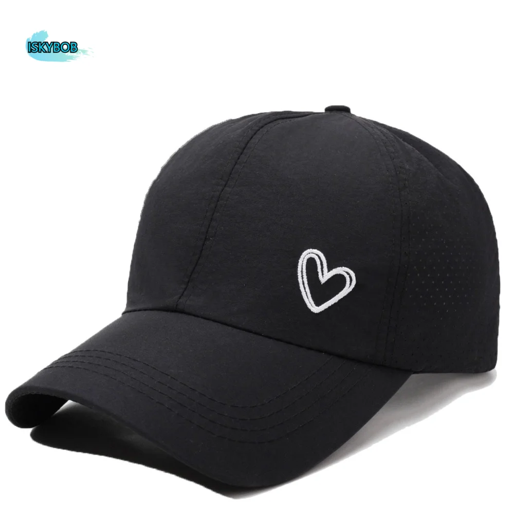 

Fashion Love Heart Ponytail Baseball Cap Adjustable Solid Color Sunshade Sun Hat Lightweight Thin Snapback Hat Ladies