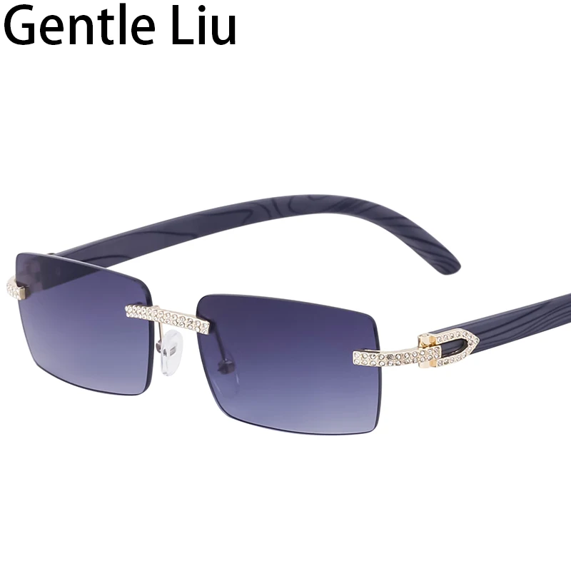 Óculos de sol sem aro retangular pequeno para homens e mulheres óculos de sol sem moldura vintage masculino, marca de luxo shades, UV400, 2021