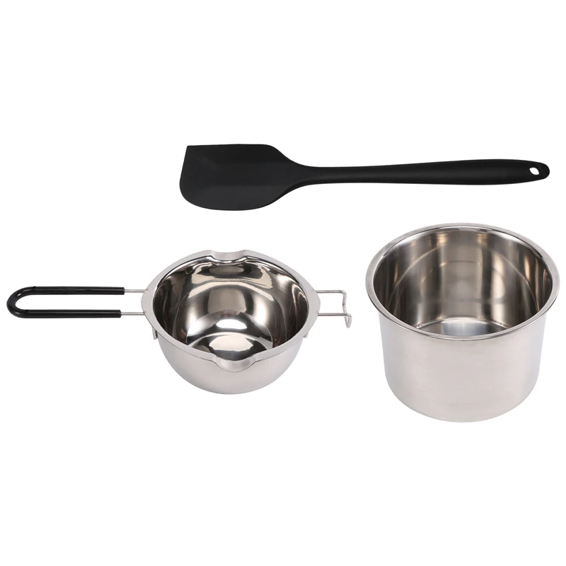 Double Boiler Pot Set Stainless Steel Melting Pot With Silicone Spatula For Melting Chocolate,Soap,Wax,Candle Making