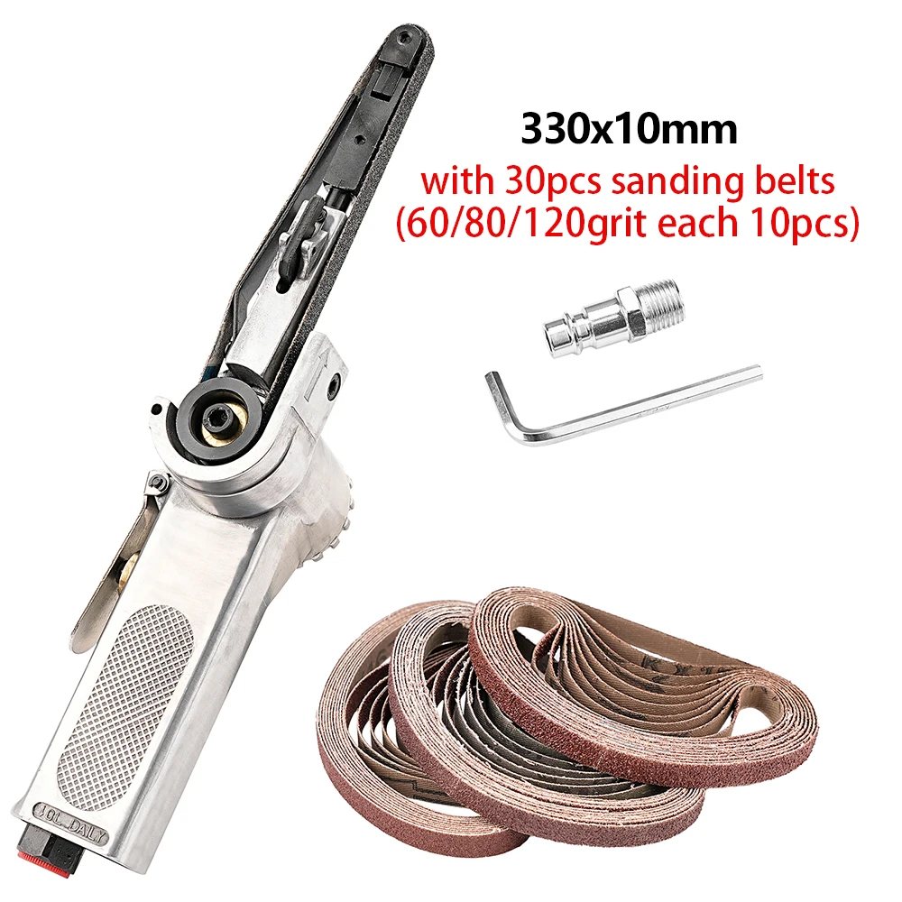 

AhuHardware Пневматическая пневматическая ленточная шлифовальная машина, набор из 3 шлифовальных лент, воздушный компрессор, шлифовка, полировка, пневматический инструмент